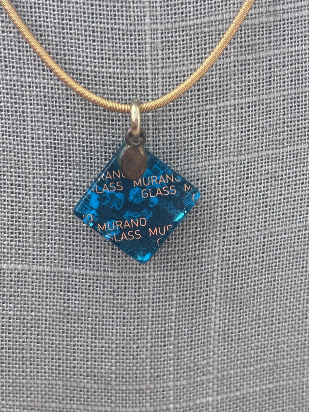 Murano Glass Venetian Glass Reflections Square Pendant Necklace - Picture 5 of 6